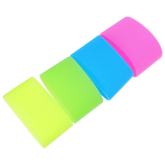 WHAMVOX 4 Pcs Silicon Mug Sleeve Cup Sleeves Cold Tumbler Sleeve Colorful Cup Sleeve