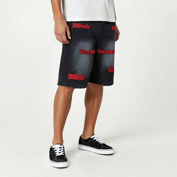 WILLBEST Jeans Mujer Pantalones Cortos de Mezclilla Bordados para Hombre, Casuales, Cómodos, de Verano, Transpirables, Ligeros, Versátiles, para Deportes Al Aire Libre, Relajación y Moda. Extra Grande