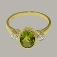 thumbnail image 5 of LBG British Made 9k Yellow Gold Natural Peridot & Cubic Zirconia Womens Promise Ring - 33 size options - Size 10.75, 5 of 6