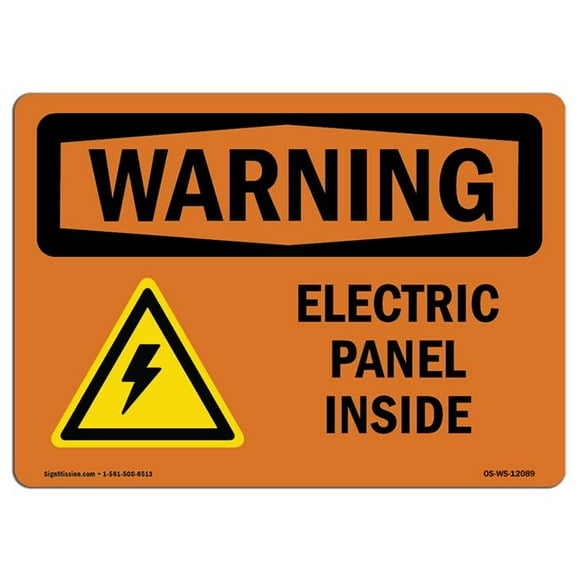 SignMission OS-WS-D-710-L-12089 OSHA Warning Sign - Electric Panel Inside with Symbol