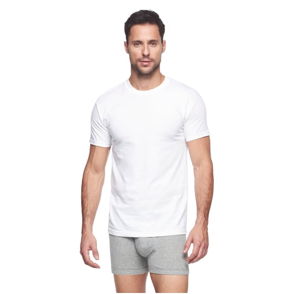 Hanes Mens Premium 6-Pack Crew Neck Shirts, L, White