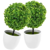 KALLORY 2 Pcs Artificial Topiary Plants Outdoor Simulated Potted Garden Decoration