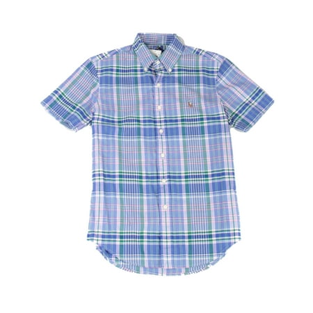 Mens Shirt Pink Classic-Fit Plaid Oxford 2XL