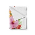 thumbnail image 2 of Hawaiian Soft Flannel Fleece Throw Blanket, Bouquet of Colorful Hibiscus Flowers a Butterfly Blooming Plumeria Petals, Cozy Plush for Indoor and Outdoor Use, 60" x 80", Multicolor, by Ambesonne, 2 of 5