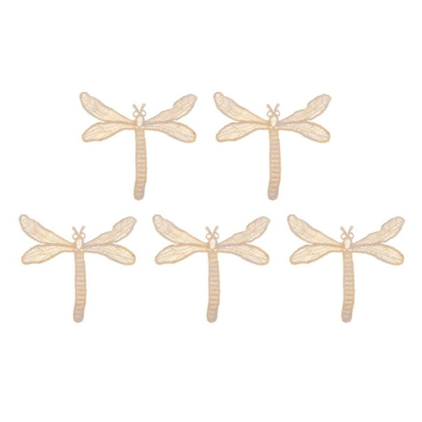 5 parches de libélula de encaje bordado, parche de costura, insignia, apliques de costura