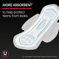 thumbnail image 5 of U by Kotex Teen Ultra Thin Feminine Pads with Wings, Extra Absorbency, Unscented, 42 Count, 5 of 9