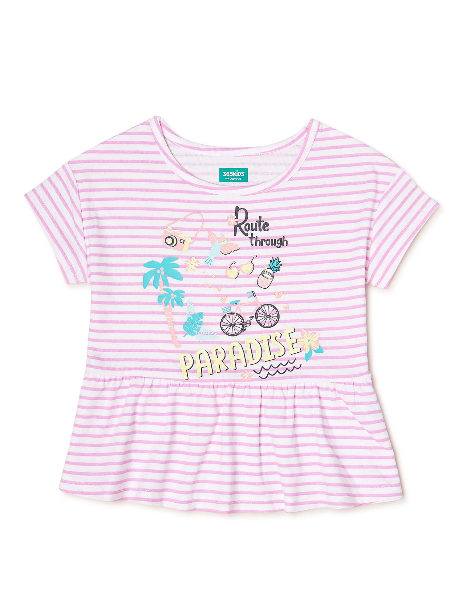 365 Kids From Garanimals Girls Short Sleeve Peplum T-Shirt, Sizes 4-10