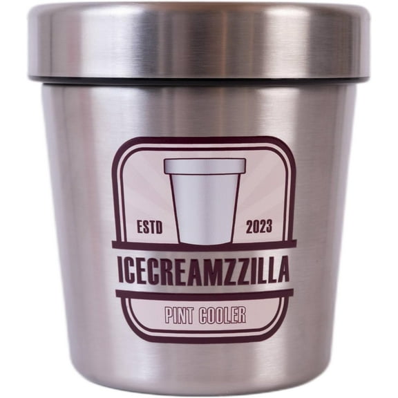 Ice Cream Pint Cooler 16oz Stainless Steel Insulated Vacuum Sealed Pint Cooler Keeps Ice Cream Gelato & Treats Cold Frozen For Up To 4 Hours