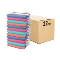 Kaufman - 12 Pack Sand Free Fouta Stripe Beach Towel Set - Large 36" X 70" Brushes Sand Easily