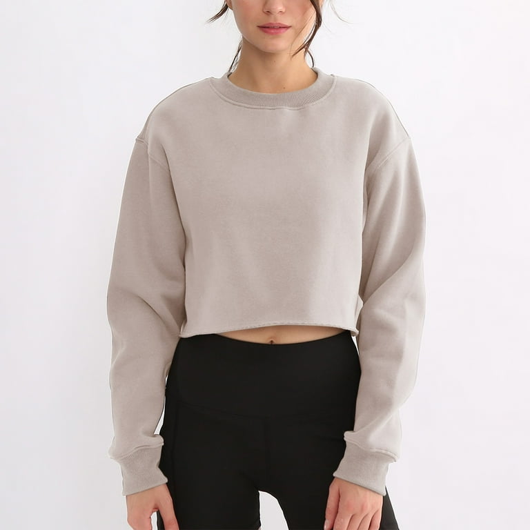 Cropped grey crew neck sweatshirt hotsell