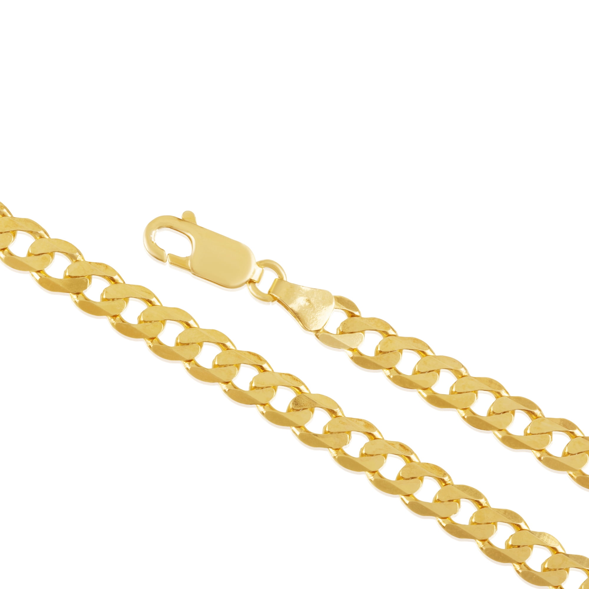Gold Plated Sterling Silver 8.00MM Cuban Link Curb Chain Necklace for ...
