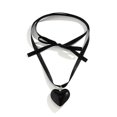 thumbnail image 1 of Goth Silk Ribbon Big Heart Pendant Choker Necklace For Women Elegant Jewelry--Black-Model code 26852 Black, 1 of 4
