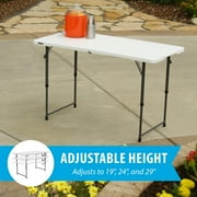 Lifetime 4 Foot Fold-in-Half Adjustable Height Table, Indoor/Outdoor Essential, White (80509)