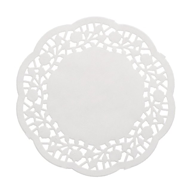 100pcs Disposable Oil-absorbing White Lace Paper Doilies Cake Box Liner Packaging Paper Pad 4.5" (Random Grain Style)