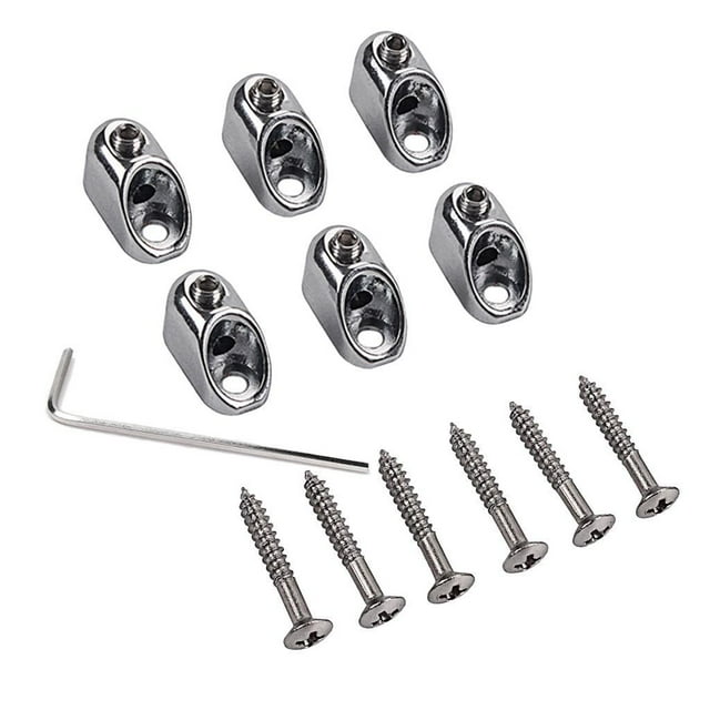 MERIGLARE Set of 6 Headless Electric Guitar String Lock Nut with Mounting Screws Wrench,