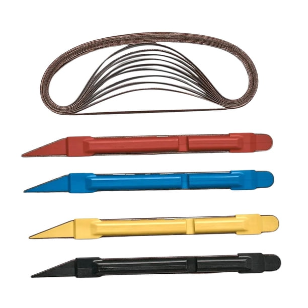 Kit de pulido y reparación de guitarras (20 bandas abrasivas) para entusiastas; lijadora de trastes de alto rendimiento con bolígrafo de 4 colores