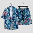 thumbnail image 2 of VBTAPA Men's Flower Hawaiian Sets Trendy Casual Short Sleeve Button Down Shirts and Shorts 2 Piece Set Summer Beach Vacation Outfits Limited Time Sales Navy L, 2 of 6