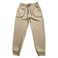 thumbnail image 2 of Men's Tapered Leg Sweatpants Cotton Fleece Fall Winter Sports Athletic Joggers Trousers Solid Color Sweat Pants (3XL, Khaki), 2 of 7