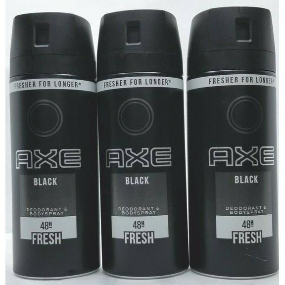 LOT OF 3- AXE BLACK Deodorant Body Spray For Men 150ml / 5.07oz EACH