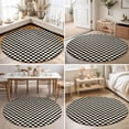 thumbnail image 4 of Round Rugs 4Ft, Black Beige Checkered Round Area Rug Washable Indoor Throw Carpet, Modern Farmhouse Buffalo Plaid Soft Non Slip Circle Rug for Kitchen Nursery Room Home Decor Aesthetic, 4 of 8