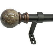 Beme International 1" Decopolitan Core Marble Ball Telescoping Drapery Rod Set, 18-36", Brown