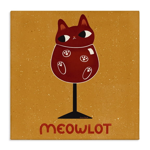 Stupell Industries Eclectic Meowlot Cat Merlot Canvas Art, 17 x 17, by Carrie Cantwell