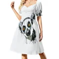 thumbnail image 1 of Vestido de manga corta con cabeza de lémur, vestido largo para mujer, vestido de fiesta, vestidos de novia para mujer, 1 of 8