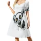thumbnail image 3 of Vestido de manga corta con cabeza de lémur, vestido largo para mujer, vestido de fiesta, vestidos de novia para mujer, 3 of 7