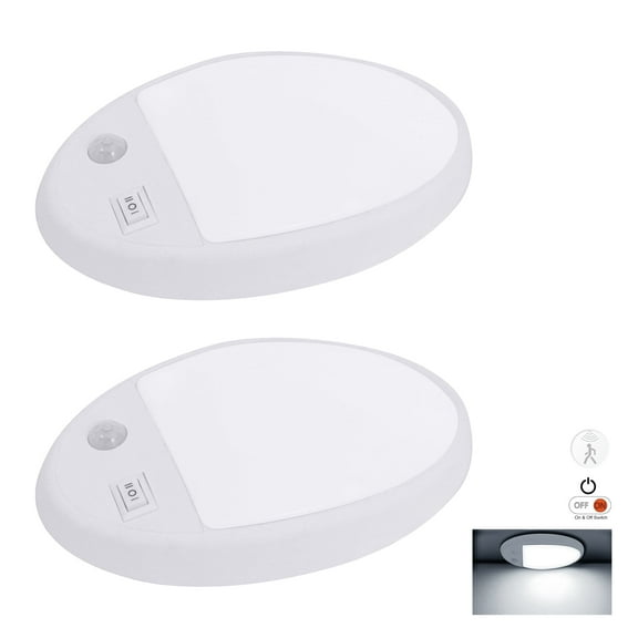 Facon Single Ellipse LED Surface Mount with Switch  PIR Sensor 6000K Daylight, 2 Pack, cETL Certified for RV/Boat/Truck