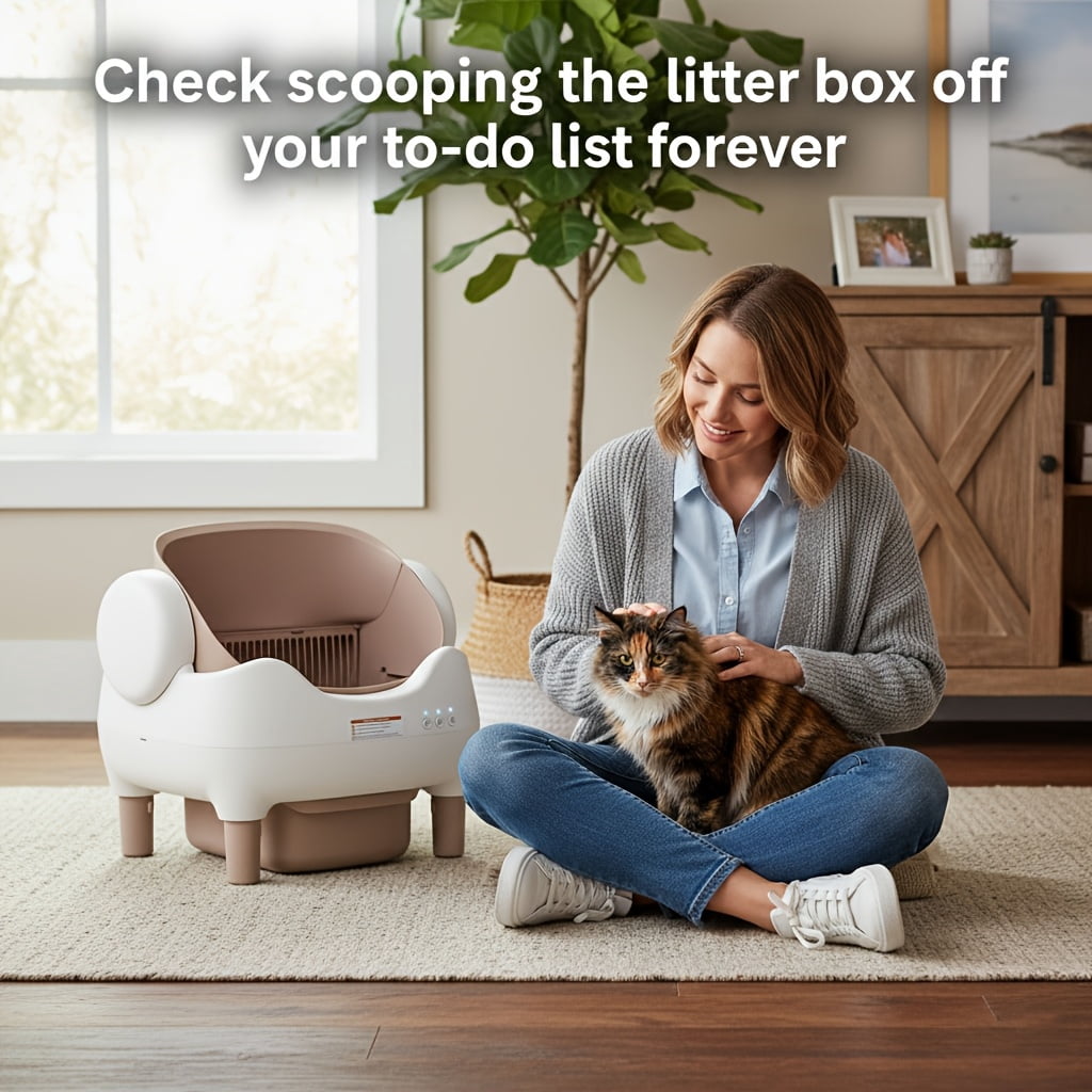 Extra Large Self-Cleaning Cat Litter Box, App-Controlled Automatic Cleaner with 3.43gal Big Capacity, 2.4G Wifi Automatic Cat Litter Box with Odor Removal, 14-Day Hands Free Scoopless Care, Automatic