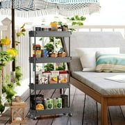 SOYO 4 Tier Slim Rolling Storage Cart Organizer, Mobile Shelving Unit Utility Cart Tower Rack for Kitchen Bathroom Laundry Narrow Places, Black