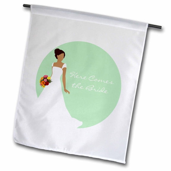 3dRose, Here Comes the Bride - African American Bride Mint Green, 12 x 18 inch Garden Flag