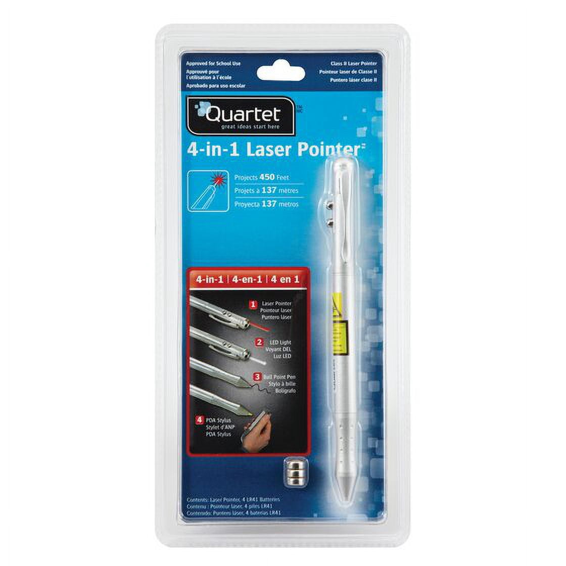 Quartet 4-Function Executive Laser Pointer Class 2 PDA Stylus Pen LED Light