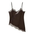 thumbnail image 4 of Women Inner Tank Tops Sleeveless Lace Trim Vest Camisole Shirts Coffee XS, 4 of 4