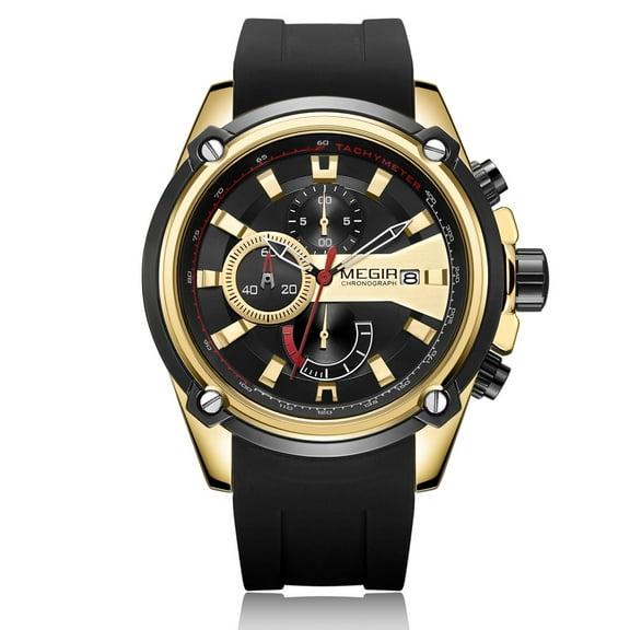 MEGIR Fashion Men's Sport Watch Luxury Silicone Strap Quartz Wristwatch Chronograph Casual Calendar