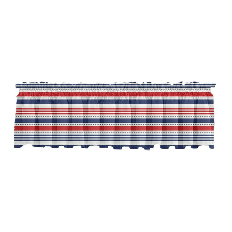 Red Blue Stars Firework Window Valance - 4th Of July Patriotic Curtain 54x18 Inches