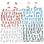 200-Piece Plastic Army Men for Boys  Military Soldiers Guys Playset Action Figures with Flags (4 Colors)