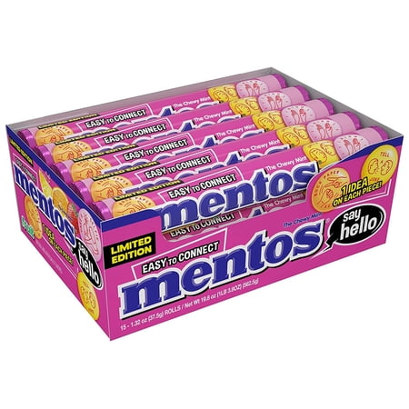 Mentos Chewy Mint Candy Roll, Fruit, 1.32 ounce/15 Pieces