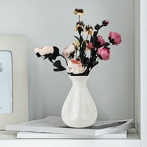 TOPRenddon 7.8" Mint Green Plastic Vase - Ceramic-Look Decorative Pot for TV Stand, Faux Flower Arrangement Centerpiece, Unbreakable Home Decor