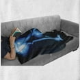 thumbnail image 6 of Letter R Soft Flannel Fleece Blanket, Writing Language with Futuristic Design Elements Modern Themed Calligraphy Print, Cozy Plush for Indoor and Outdoor Use, 60" x 80", Blue Black, by Ambesonne, 6 of 6