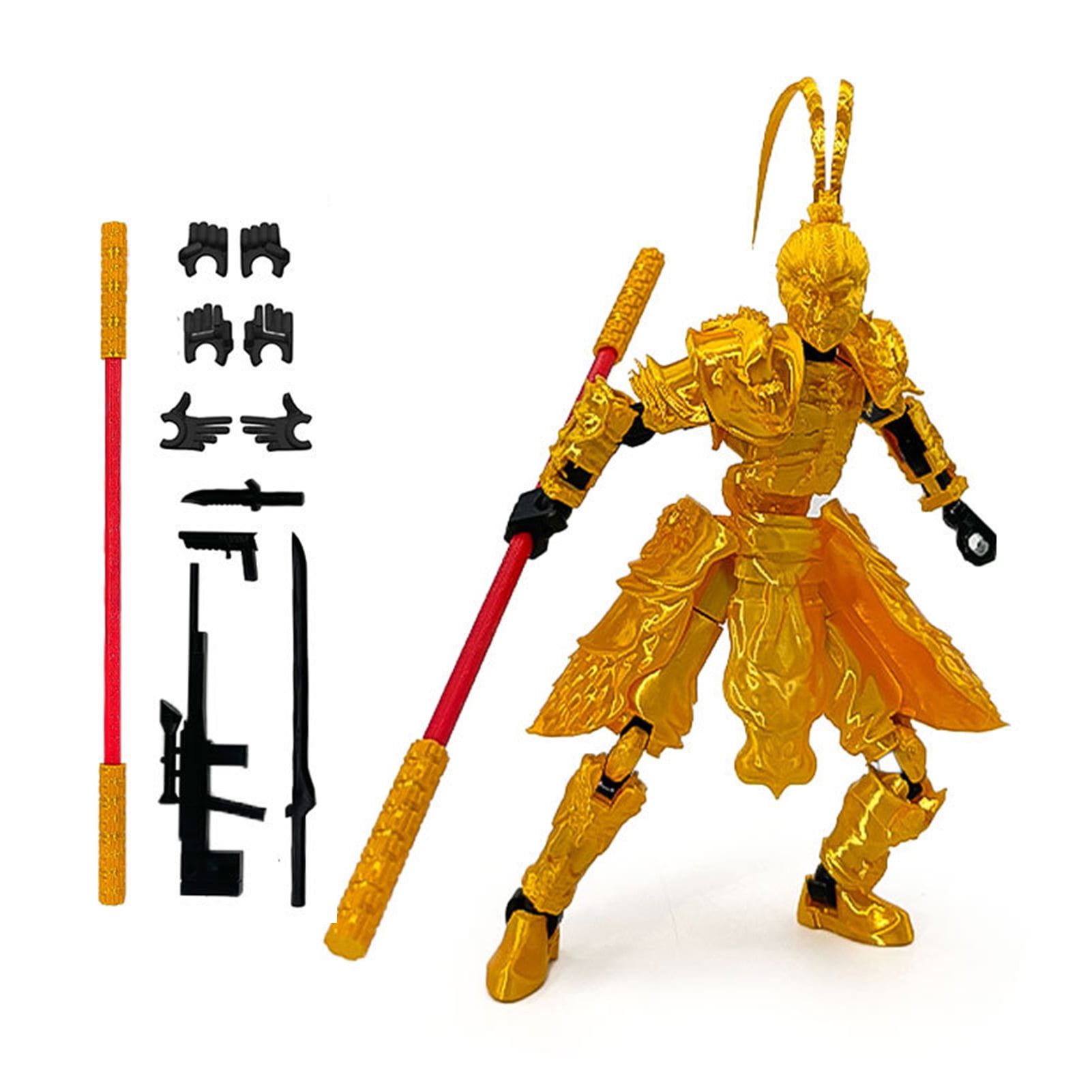 Primegos Monkey King Action Figure 3D Printed Movable Joints Monkey Model Great Sages Equalling Heaven Figurine Articulated Dummy Decoration Ornament
