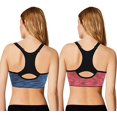 thumbnail image 3 of Pack de 2 sujetadores deportivos para mujer en naranja + azul marino con correas ajustables para sujetadores push up y almohadillas de yoga extraíbles para correr y trotar en el gimnasio. JM MX-0135220FYD, 3 of 4
