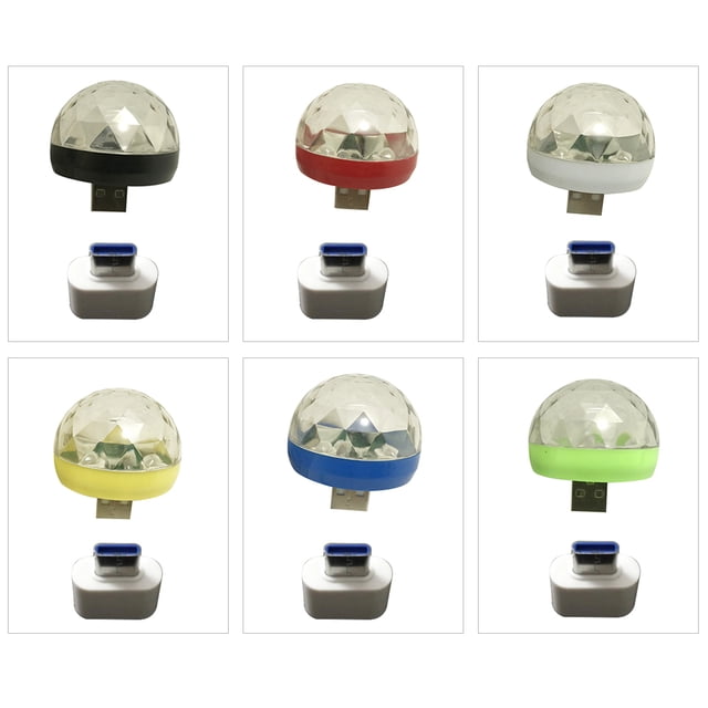 Mistaha Mini Disco Light Rotating USB & Type-C Port Ball Light RBG LED Lamp Portable Home Party Stage Light Random Color