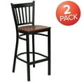 thumbnail image 3 of Flash Furniture 2 Pk. HERCULES Series Black Vertical Back Metal Restaurant Barstool - Cherry Wood Seat, 3 of 8