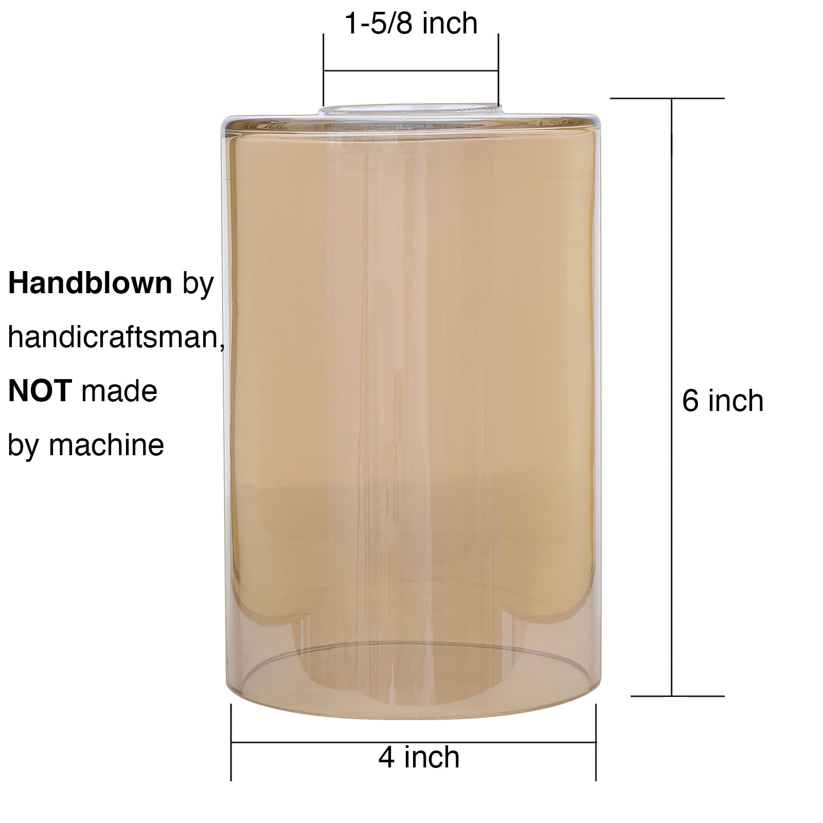 GoldSwift Clear Amber Glass Lamp Shade Replacement Globe Cover - 3 Pack , 6" Tall, 1-5/8 Inch Fitter