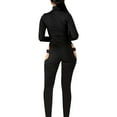 thumbnail image 3 of Douhoow Women Bodycon Buckle Cut Out Romper Long Sleeve Hollow Out Clubwear Bodysuit Jumpsuit, 3 of 9