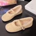 thumbnail image 6 of FRSASU Women's Loafers Shoes Fur Fashion Mary Jane Shoes Short Plush Cotton Comfort Dress Shoes Beige, 6 of 8