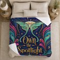 thumbnail image 5 of Own Spotlight Luna Moth Celestial Art, Cozy Typography Art Scene, Warm Flannel Blanket for Living Room and Reading Nook, Art Lovers Housewarming Gift, Fantasy Home Decor, 5 of 9