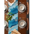 thumbnail image 2 of Ldtrchee Blue Marble Table Runner 70 Inches, Modern Ink Painting Abstract Luxury Bed Runner Dresser Scarves Tabletop for Indoor Outdoor Parties/Ceremony/Banquet, 13" x 70", 2 of 8