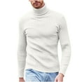 thumbnail image 2 of LOVZFMLL Sweaters for Men, Solid Color Acrylic Turtleneck Ribbed Pullover, Casual Basic Stretchy Layering Shirt, Fall Clothes, Warm Winter Tops, 2 of 9